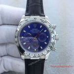 Replica Blue Face Rolex Cosmograph Daytona Watch SS Black Leather